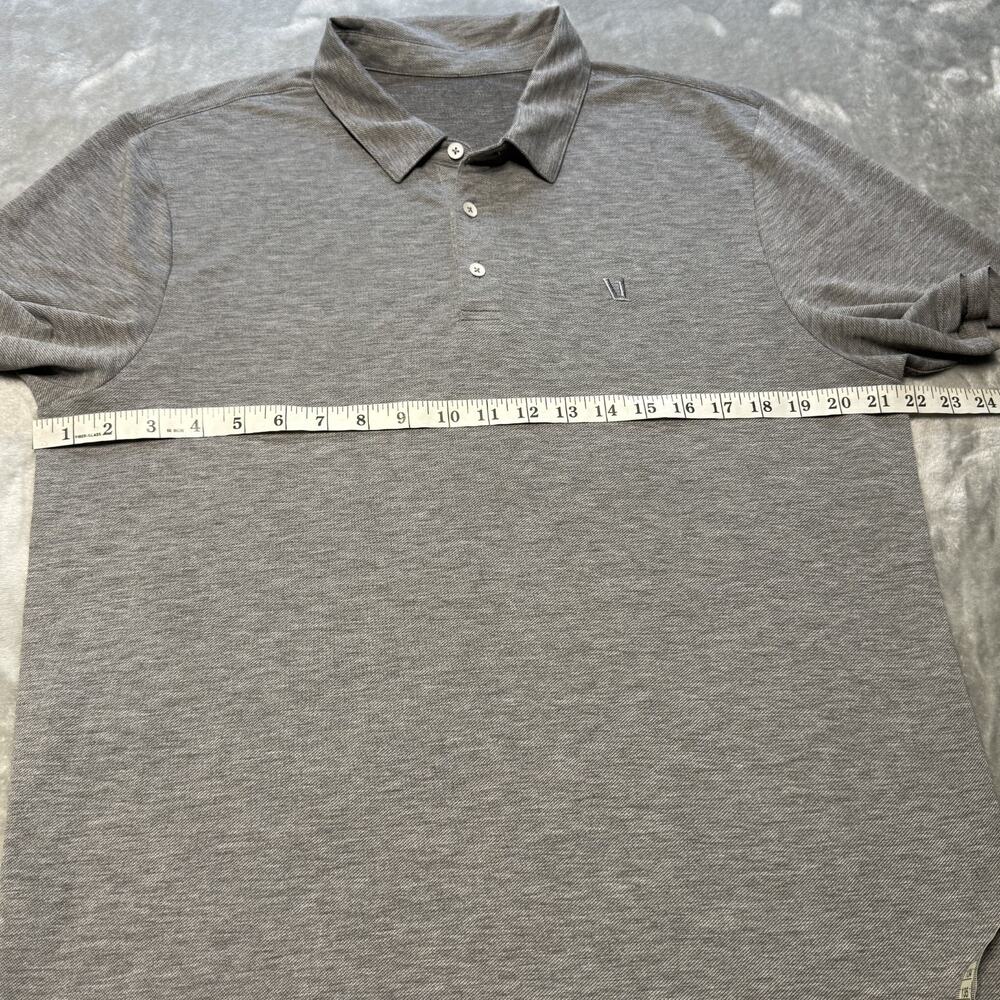 Vuori Knit Twill Polo Shirt Sz L Mens Gray Heather Stretch Performance Golf Tech - Picture 5 of 7